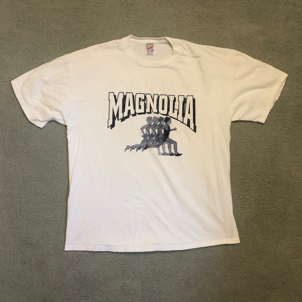 Vtg 90s Jerzees Magnolia Running T Shirt XL White Single Stitch Martinsville WV